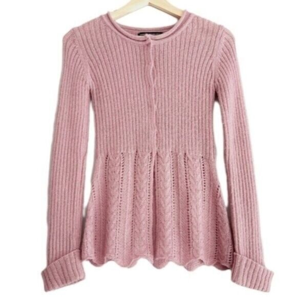 SANDRA ANGELOZZI Fit & Flare Button Down Cardigan Sweater Pink Sz XS - Picture 1 of 9